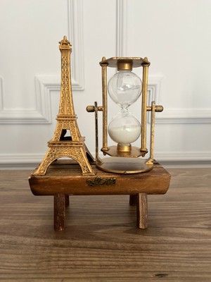 Feyza Design Şık Kum Saati, 20 x 14,5 Cm, Eyfel Kulesi Temalı Dekorasyon Parçası