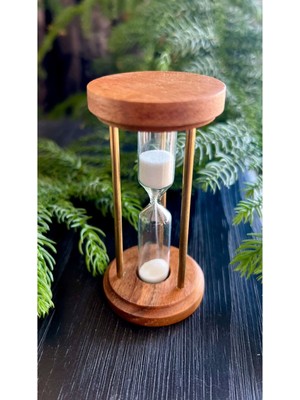 Feyza Design Ahşap ve Pirinç Detaylı Şık Antika Tarzı Kum Saati