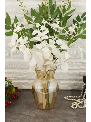 Şeffaf Safran Cam Vazo, 20 Cm, Zarif ve Şık Dekorasyon Parçası