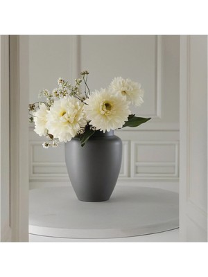 Bohem Tarz Seramik Vazo, 15 Cm, Vizon Renkli, Şık ve Dekoratif Görünüm