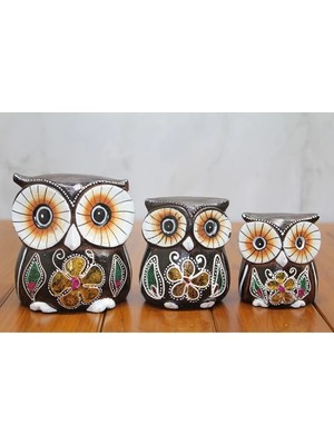 Eco Lounge Ahşap 3'lü Baykuş Seti Model 1