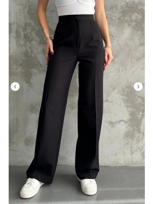 Lüxen Kadın Palazzo Kadın Yeni Sezon Yüksek Bel Klasik Krem Kumaş Pantolon