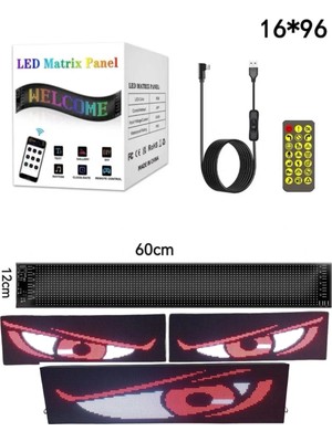 Eco Lounge Esnek Katlanabilir Panel LED Cama Yapışır Uygulama Ile Kontrol Dijital Tabela Kayar 60CM 16X96 LED