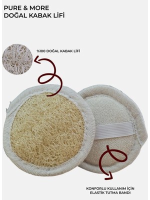 Doğal Kabak Lifi Yüz Pedi Peeling, Banyo Kesesi, %100 Organik, Cilt Bakımı