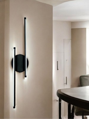 Luzarana Sare Aplik Modern Tasarım Siyah Renk Gün Işığı Ledli Banyo - Mutfak - Salon LED Duvar Aplik