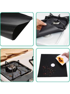 Eco Lounge Ocak Koruyucu Folyo Yanmaz Yapışmaz 4'lü Set Siyah