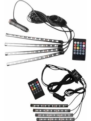 Evyora 12'li Şerit LED Işık Rgb Sese ve Müziğe Duyarlı Araç Içi Ayak Altı