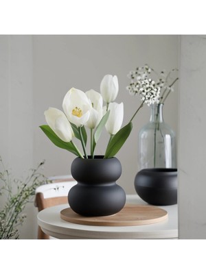 Şık Siyah Mat Iskandinav Tarzı Vazo, Modern Dekorasyon Için Ideal