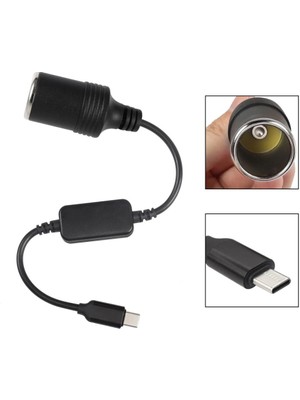 Geseus Type-C 5 Volt To 12 Volt Max 1 Amper Çakmak Fiş Çevirici Type-C Pd Portundan Gelen Gücü 12V Araç Çakmak Soketine Dönüştürür
