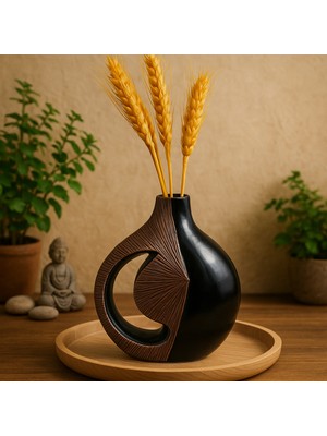 Şık Antik Tarz Beton ve Bakır Vazo, Zarif Dekorasyon Parçası