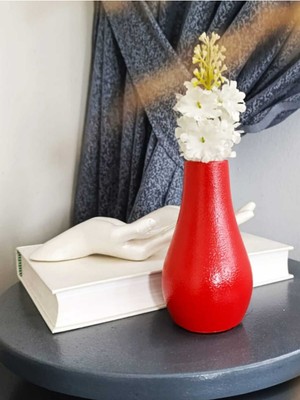 Kırmızı Dekoratif Vazo, 13X7 Cm, Şık ve Modern Tasarım