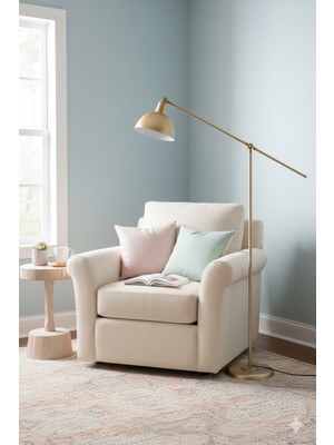 Luzarana Ventola Sarı Lambader Hareketli-Mafsallı Başlık ve Gövde Modern Dekoratif Metal Tasarım Aydınlatma