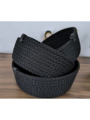 Naspar 3lü SİYAH Sepet, Hasır Havlu Sepeti, Mutfak ve Banyo Organizer, Çok Amaçlı Sepet Takımı