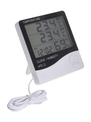 MarkEntegra -2 Dijital Termometre Saat Nem ve Sıcaklık Ölçer Iç Dış Mekan