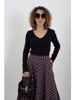 Zelish My Sister Siyah V Yaka Kaşmirli Triko Kazak