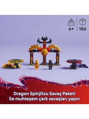 Ejderha Spinjitzu Savaş Paketi 71826-6 Yaş ve Üzeri Çocuklar Için 2 Minifigürü Içeren Yaratıcı Oyuncak Yapım Seti, Doğum Günü Hediyesi (186 Parça)