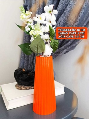 Turuncu Renkli Uzun Çizgili Bohem Vazo, Iskandinav Tarzı Büyük Boy