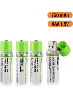 Soi Home USB Şarjlı 1450MAH Aa 1.2V Lityum Kalem Pil – 4'lü Set, Tekrar Şarj Edilebilir Uzun Ömürlü Dönüştürülebilir Batarya