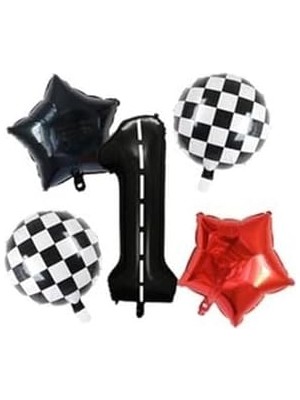 Yarış Temalı Doğum Günü Folyo Balon Takımı 1 Yaş, 1