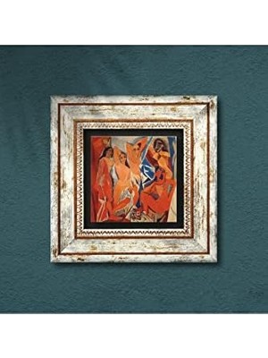 Picasso Avignonlu Kızlar Taş Duvar Tablosu - Çerçeveli Taş Tablo - Dekoratif Duvar Sanatı - Modern Ev ve Ofis Duvar Dekoru T1-302