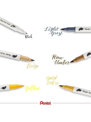Brush Sing Pen Çift Taraflı Fırça Uçlu Kalem Altın