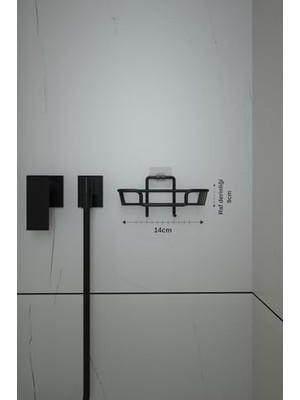 Banyo Yapışkanlı Kancalı Siyah Çok Amaçlı & Mutfak Rafı ve Katı Sabunluk