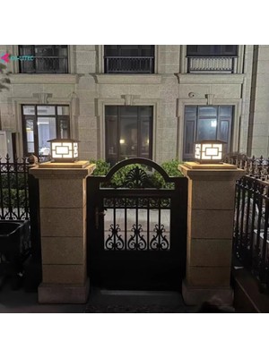 2 Adet Solar Güneş Enerjili 10W Set Üstü Bahçe Aydınlatması, Su Geçirmez, 3200K-6500K, Sütun Üzer Küp Armatür, 2 Modlu (Beyaz-Gün Işığı),, Çit, Bahçe Duvar, 165×110 mm