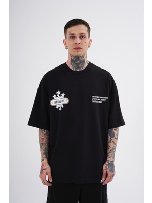 Machinist Erkek Minimal Textured Baskılı Tişört Siyah