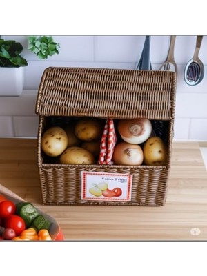 Kosova Wicker Serisi Hasır Örme Iki Bölmeli Patates/soğan Sepeti