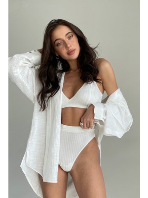 Lux Store Kadın Beyaz Yüksek Bel Dolgusuz Slip Takım - Modern, Konforlu ve Günlük Kombinlere Uygun