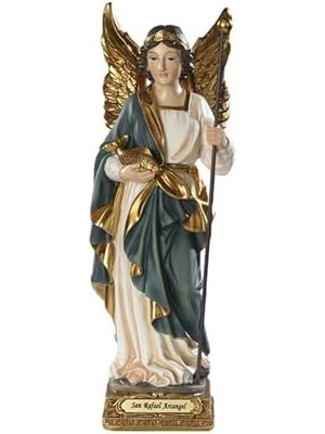 Archangel Saint Rafael Raphael Heykeli 8" Doktorların Koruyucu Azizi. El Boyaması. Milagros - VG010