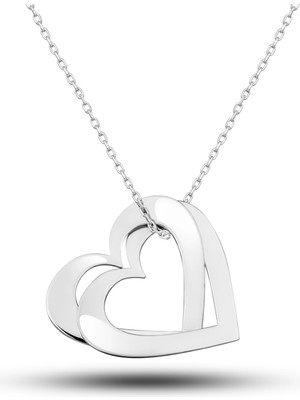 Costurera Gümüş Çifte Kalp Aşk Kadın Kolye