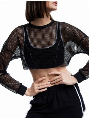 Koton Bisiklet Yaka Uzun Kollu File Crop Spor Tişört