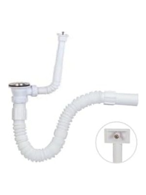 Üniversal Dik -Yandan Taşmalı Körüklü Lavabo -Evye Gider Sifonu -Paslanmaz