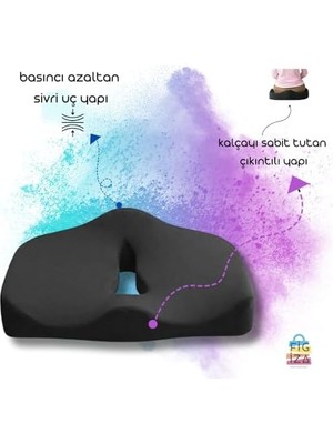 Ortopedik Basur Minderi Visco Posture Lüks Ortopedik Oturma Minderi,, Siyah, Standart