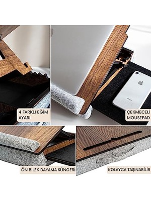 - LS051 Minderli Eğim Ayarlanabilir Mousepadli Laptop Sehpası