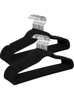 Kadife Elbise Askısı, 30'lu Set, Askı, Ceket Askısı, 41,5 cm Genişliğinde, Elbise Askısı, Ince, Dayanıklı, 360° Dönebilen Kanca, Manto, Gömlek ve Takım Elbiseler Için, Siyah CRF26BK