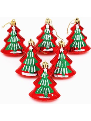 Yılbaşı Çam Ağacı Şeklinde Süs Seti – 6 Adet