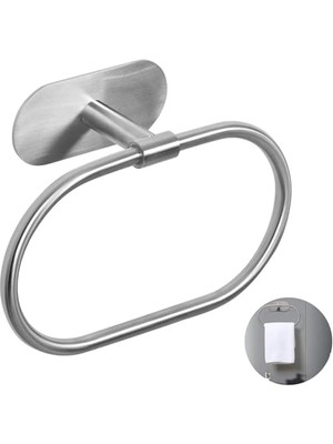 Yapışkanlı Havlu Askısı, Paslanmaz Çelik Fırçalanmış Nikel Yapışkanlı Havlu Halkası, Delme Gerektirmeyen Kendinden Yapışkanlı Banyo Havlusu Askısı, Mutfak ve Banyo Için Duvara Monte Havlu