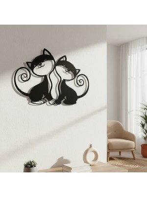 Arussio Tatlı Kediler Çerçevesiz Dekoratif Ahşap Tablo