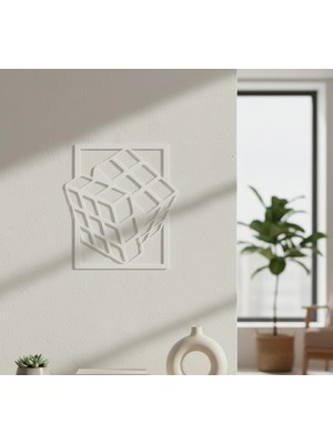 Arussio Rubik Küpü Çerçevesiz Dekoratif Ahşap Tablo