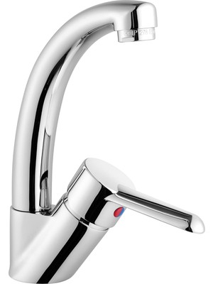 Lavabo Bataryası A41063, 360° Dönebilen, Krom, Seramik Diskli Kartuş, Tezgah Üstü Montaj