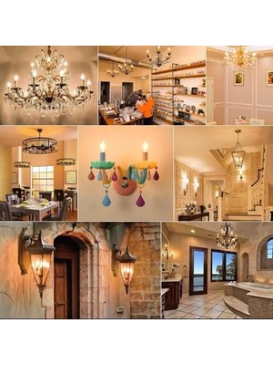 4W LED Filament Mum Ampul, E14 Duy, 2700K Sarı Işık, 470 Lümen, Şeffaf Cam, Akkor Görünümlü Dekoratif Lamba, 3'lü Paket