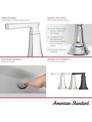 Standard 7426201.002, Belmeade Iki Kulplu 4 Inç Banyo Bataryası, Krom