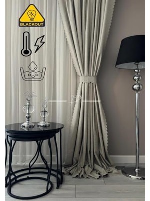 Rendecioğlutekstil %100 Karartma Blackout Sıvama Ultrasonik Kesim Fon Perde 2 Renk Seçeneği 250 x 270 Açık Bej