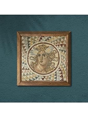 Mozaik Serisi Taş Duvar Tablosu Ahşap Çerçeveli Duvar Dekoru Art 25X25CM W1-72