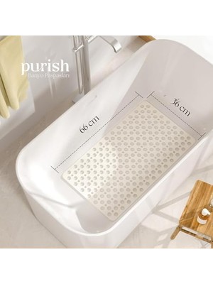 | Kaymaz Banyo Paspası | Beyaz | 66X36CM – Dikdörtgen Duş Matı, Küvet Paspası | Güçlü Vantuzlu, Su Tahliyeli, Yumuşak | Makinede Yıkanabilir | Kaydırmaz Zemin Matı