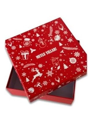 Kolix Yılbaşına Özel 20X20 Happy Newyear Desenli Dekoratif Hediye Kutusu Kırmızı