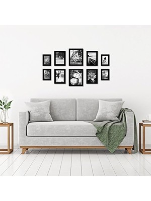 Americanflat 10 Parça Siyah Resim Çerçevesi Seti | 8X10, 5x7 ve 4x6 Boyutlarını Içerir. Kırılmaya Dayanıklı Cam. Asma Donanımı Dahildir!