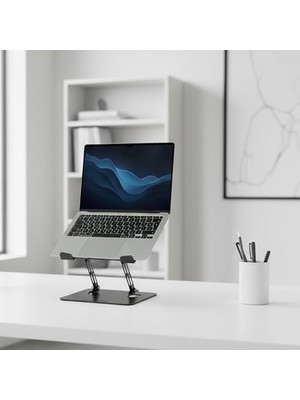Prexua Flexer Ayarlanabilir Ergonomik Laptop Standı - Tablet Standı - Metal - Siyah - FLX2320BL (Siyah)